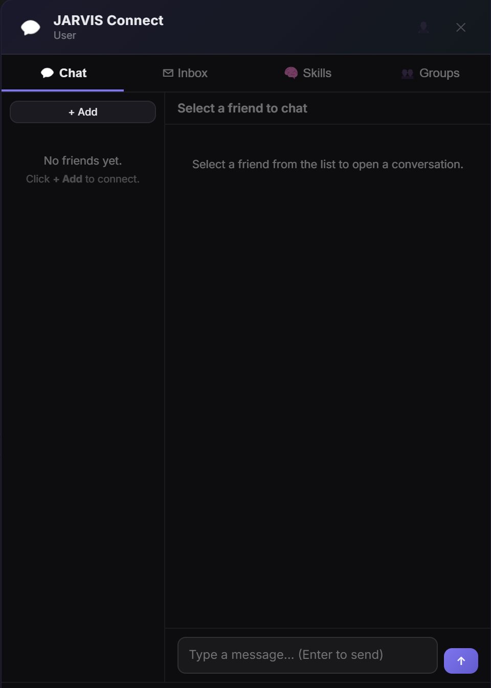 JARVIS Desktop — Connect Panel